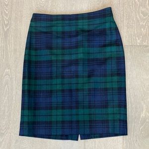 J Crew Factory black watch plaid pencil skirt, size 00